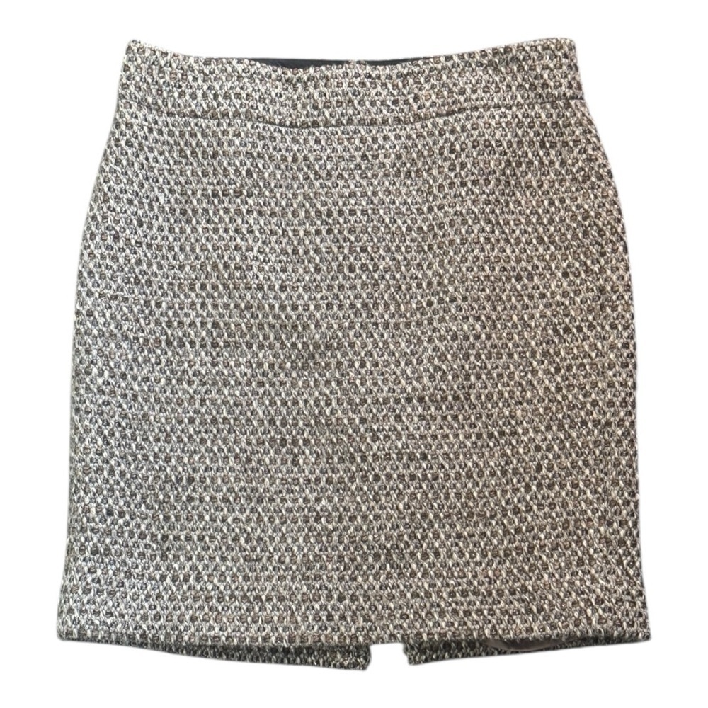 J. Crew Wool Blend Tweed Textured Mini Pencil Skirt Slit Size 10 Work Party